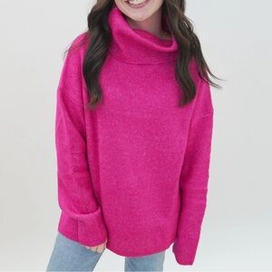 Lumiere Turtleneck Sweater Hot Pink Small